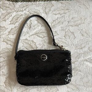 Coach Black Sequin Wristlet